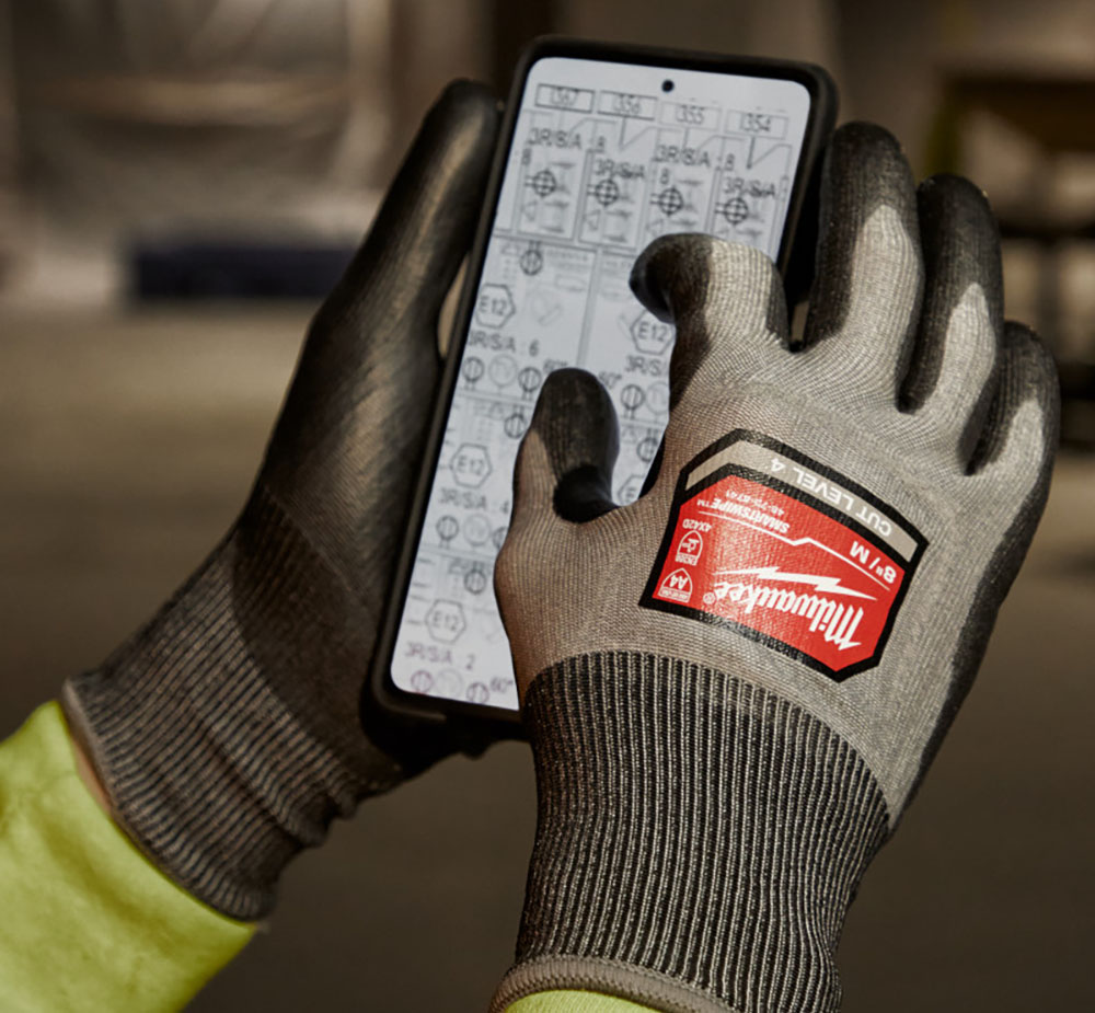 Demand for safety gloves that workers can wear while operating touchscreen devices has increased significantly in the past few years. | Photo courtesy of Milwaukee Tool